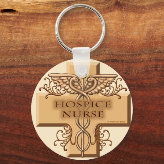 Cross Caduceus Hospice Nurse Sleutelhanger (Voorkant)