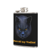 Cross Cat zegt dat Paws van mijn wodka af is. Heupfles (Links)