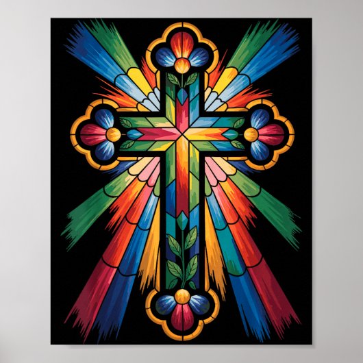 Cross Colorful Christian Religous  Poster (Voorkant)
