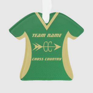 Cross Country Groene en Gouden Sport Jersey Ornament