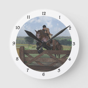 Cross Country - Jumping Horse Wandklok Ronde Klok