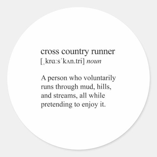 Cross Country Runner Definition, Xc Running  Ronde Sticker (Voorkant)