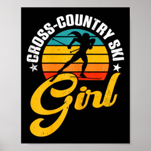 Cross Country Ski Girl Retro Wintersport Skiër B Poster