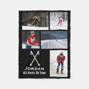 Cross Country Skiing Nordic Racing Photo Collage Fleece Deken