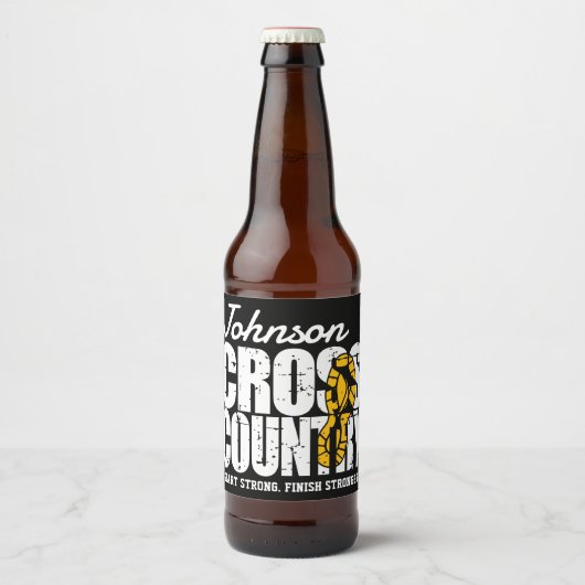 Cross Country TEKST toevoegen Runner Running Team  Bier Etiket (Voorkant)