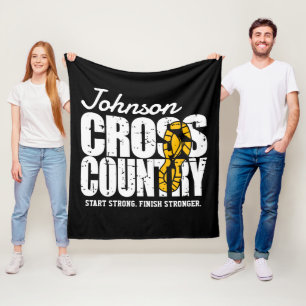 Cross Country TEKST toevoegen Runner Running Team  Fleece Deken