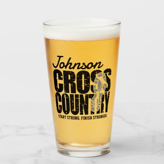 Cross Country TEKST toevoegen Runner Running Team  Glas (Voorkant gevuld)