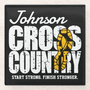Cross Country TEKST toevoegen Runner Running Team  Glazen Onderzetter