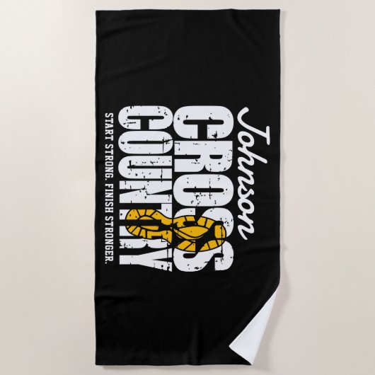 Cross Country TEKST toevoegen Runner Running Team Strandlaken (Voorkant)