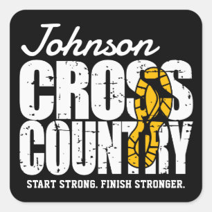 Cross Country TEKST toevoegen Runner Running Team  Vierkante Sticker