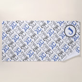 Cross Country XC Run Monogram Blue Beach Towel Strandlaken (Voorkant)
