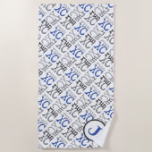 Cross Country XC Run Monogram Blue Beach Towel Strandlaken (Voorkant)