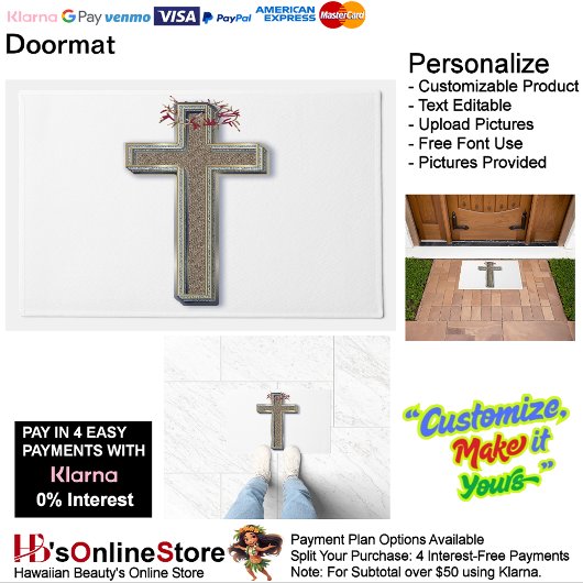 Cross deur mat met witte achtergrond