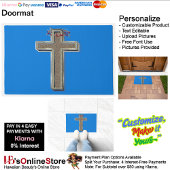 Cross Door Mat Achtergrond met Blauwe Achtergrond