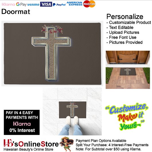 Cross Door Mat Achtergrond met Bruine Achtergrond