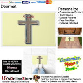 Cross Door Mat Achtergrond met Gele Achtergrond
