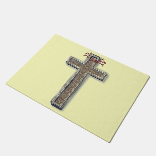 Cross Door Mat Achtergrond met Gele Achtergrond (Schuin)