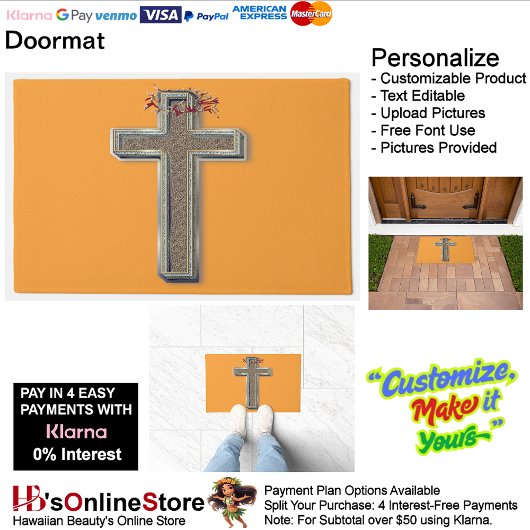 Cross Door Mat Achtergrond met Oranje Achtergrond