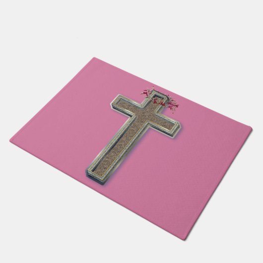 Cross Door Mat Achtergrond met Roze Achtergrond (Schuin)