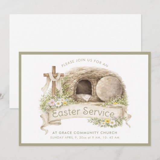 Cross | Easter Service Invitation (Devant / Derrière)
