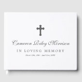 Cross elegante naam in script in liefdevolle herin gastenboek (Voorkant)