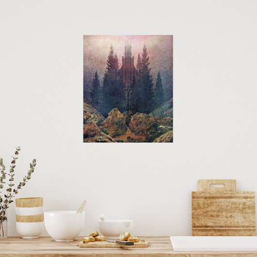Cross en Cathedral Caspar David Friedrich Poster (Keuken)