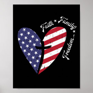 Cross Faith Vierde juli Patriottisch Christelijk Poster