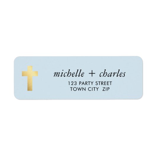 CROSS FAUX GOLD stijlvolle eenvoudige baby blauw Etiket (Voorkant)