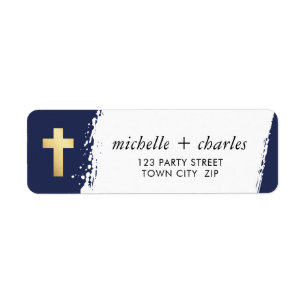 CROSS FAUX GOLD stijlvolle penseelstreek navy blau Etiket