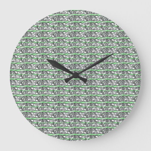 Cross Filigree Design Green Pattern Grote Klok (Voorkant)