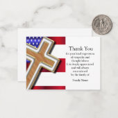Cross Flag USA après funérailles Merci Cartes (Devant/Arrière en situation)