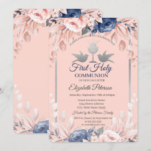 Cross Flowers First Heilige Communie Kaart