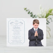 Cross Focus Blue Photo Invitation religieuse (Debout devant)