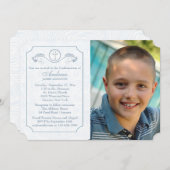 Cross Focus Photo Bleue Invitation religieuse (Devant / Derrière)