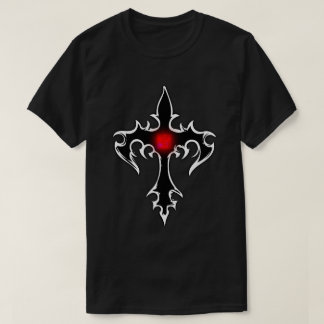 Cross Gothic Zwart Ruby Rood T-shirt