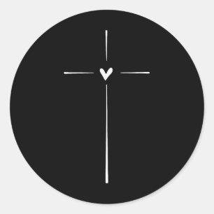 Cross Heart Inspirerend Religieus Christelijk Ronde Sticker