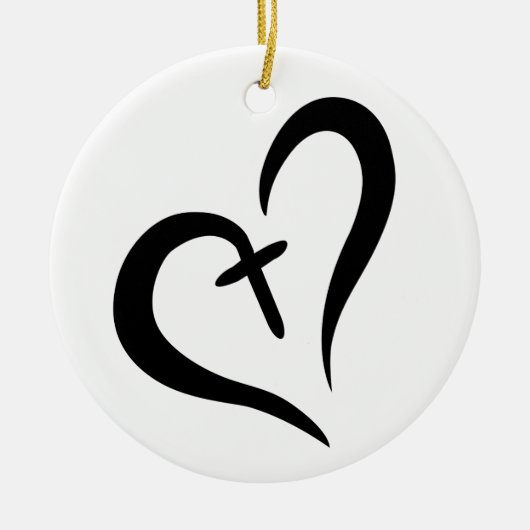 CROSS HEART KERAMISCH ORNAMENT (Voorkant)