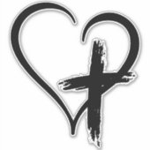 Cross Heart Symbool Sticker (Voorkant)