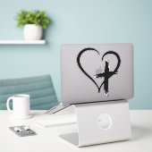 Cross Heart Symbool Sticker (Laptop op bureau)