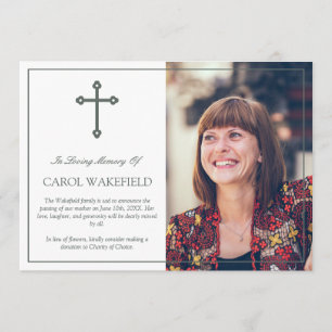 Cross-in Loving Memory Photo Announge Kaart