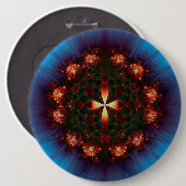  Cross Mandala Ronde Button 6,0 Cm (Voorkant /achterkant)