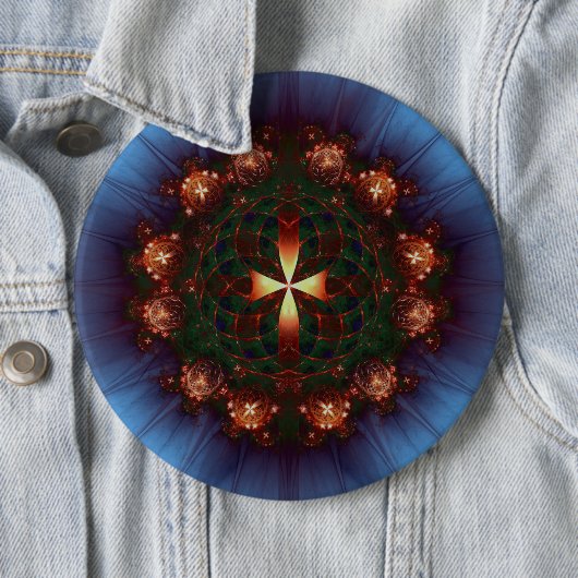  Cross Mandala Ronde Button 6,0 Cm (In situ)