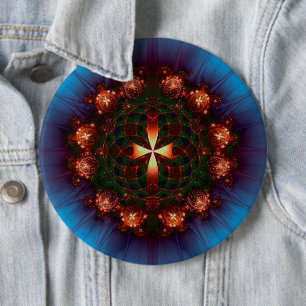  Cross Mandala Ronde Button 6,0 Cm