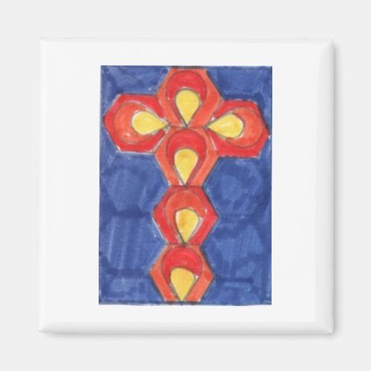 Cross Motif Square Magnet Magneet (Voorkant)