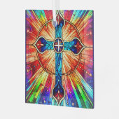 Cross Multi Color Suncatcher Ornament (Voorkant links)