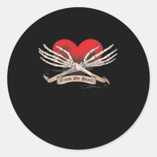 Cross My Heart (Hope To Die) - Skelet Handen Horen Ronde Sticker