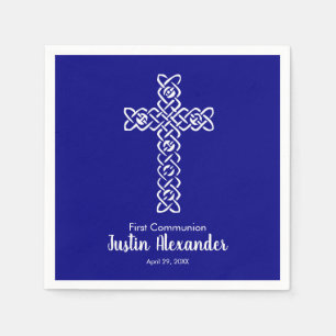 Cross   Navy Blue Community Baptism Christening Servet