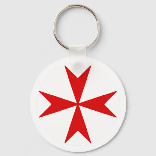 Cross Of Malta v2 (rood op wit) Sleutelhanger