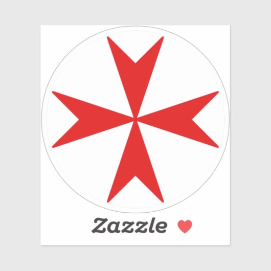 Cross Of Malta v2 (rood op wit) Sticker (Vel)
