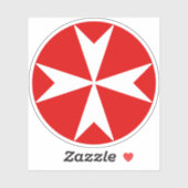 Cross Of Malta v2 (wit op rood) Sticker (Vel)